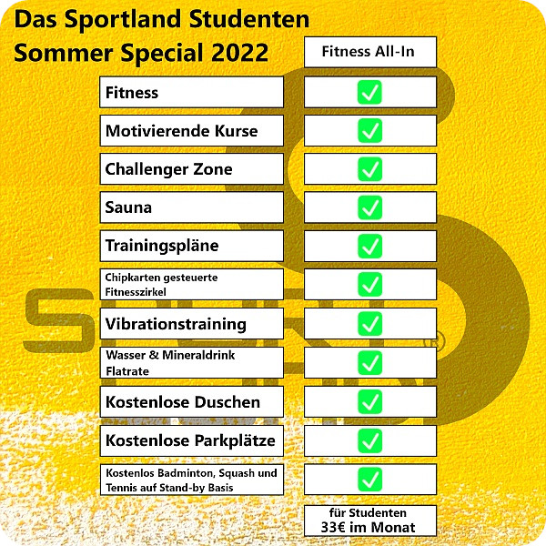 Studenten Fitness Angebot 2022